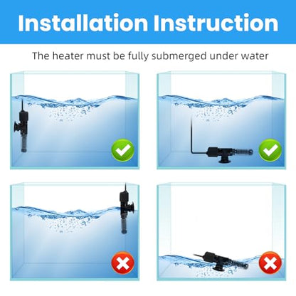 AQUANEAT Aquarium Heater, 25W Small Betta Fish Tank Heater, Mini Preset Water Thermostat with a Thermometer (Pack of 2) - size: 25W (Pack of 2)