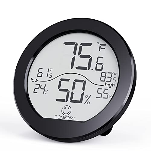 SECRUI Hygrometer Thermometer for Room Temperature Humidity Meter Indoor Thermometer Accuracy Calibration LCD Temperature Sensor with Maximum and Minimum Records, TH1,Black - color: Black, size: TH1x1