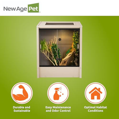 New Age Pet ECOFLEX Vertical Reptile Terrarium, Tall Climber Arboreal Habitat for Chameleons, Geckos & Lizards in ECOFLEX Material, Easy Access, Maple - color: Maple