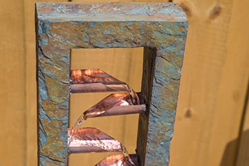 Kenroy Home Spillway Rustic Indoor Table Fountain, Slate and Copper, 19 Inch Height, 10 Inch Width, 6 Inch Depth - size: 19 " Height
