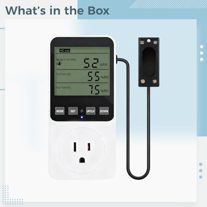 16A Humidity Controller with Sensor Plug, Digital LCD for Reptiles & Grow Tents