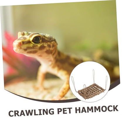 POPETPOP Lizard Hammock for Reptiles Woven Pet Rest Swing for Bearded Dragons Geckos Pets Durable Straw Materials Secure for Relaxation