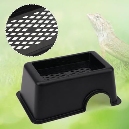 Hypeety Reptile Hide Box, Small Animal Hideaway, Hides with Texture Help Peeling, for Snakes, Lizards, Leopard Gecko with Basin