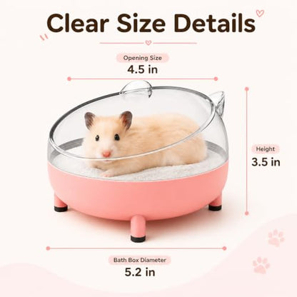 Meow&Woof Hamster Sand Bath Container, Large Sandbox Toilet Gerbil Batheoom, Tiny Chinchilla Dust Bathtub Sand Bath Box for Hamster Cage Accessories 5.2 Inch-Pink - color: Pink