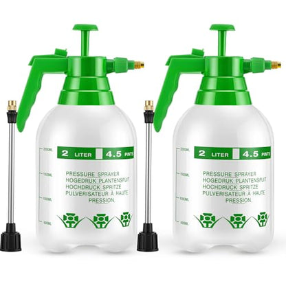 2 Set Handheld Pump Sprayer 68 oz Garden Pump Sprayers 0.5 Gallon 2l Adjustable Water Spray Bottles with Steel Nozzle Extended Rod for Plant Mist Watering Spraying Fertilizing Cleaning - color: White, size: 2L