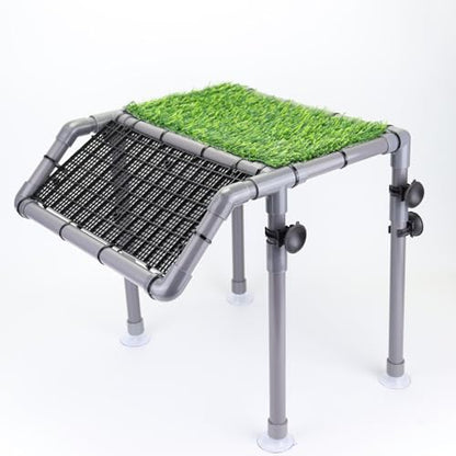 Turtle Basking Platform, Extra Large Turtle Dock with Artificial Grass and Non-Slip Ramp, 13.4" x 10" Resting Area Fits 75/90/120 Gallon Tanks
