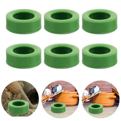 ABOOFAN 6pcs Anti-Escape Reptile Feeding Bowls for Bearded Dragon and Crested Gecko, 0.9inch Depth Round Food Dishes, Green Plastic Mealworm Feeders for Lizard Terrarium Accessories