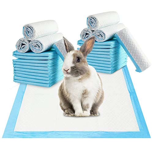 Fhiny Rabbit Pee Pads, 13" x 18" 100 PCS Disposable Bunny Cage Liner Leak-Proof Super Absorbent Potty Training Pad with Quick-Dry Surface for Rabbit Guinea Pig Cat Puppy or Other Small Animals - color: Blue, size: Small-13'' x 18''-100 PCS