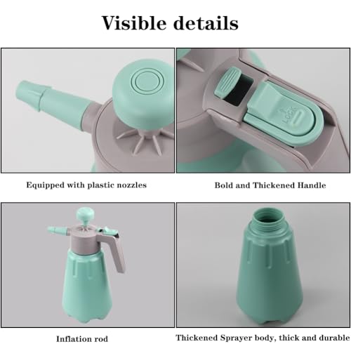 Handheld Garden Pump Sprayer, 0.5Gallon/68oz Garden & Lawn Pressure Spray Bottle with Safety Value & Adjustable Nozzle for Plant Spraying/Home Cleaning/Car Washing 2L Capacity (Turquoise) - color: Turquoise