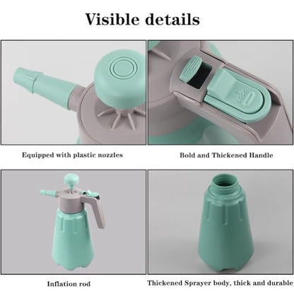 Handheld Garden Pump Sprayer, 0.5Gallon/68oz Garden & Lawn Pressure Spray Bottle with Safety Value & Adjustable Nozzle for Plant Spraying/Home Cleaning/Car Washing 2L Capacity (Turquoise) - color: Turquoise