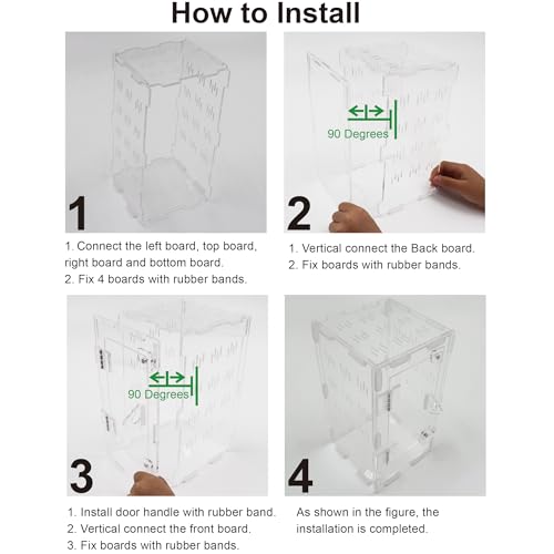 Jumping Spider Enclosure, Spider Terrarium, Acrylic Enclosure Kit, Small Terrarium, Insect Habitat for Spiders, Praying Mantis, Arboreal Tarantula, Bug, Frog, Snail, Lizard and Small Reptiles