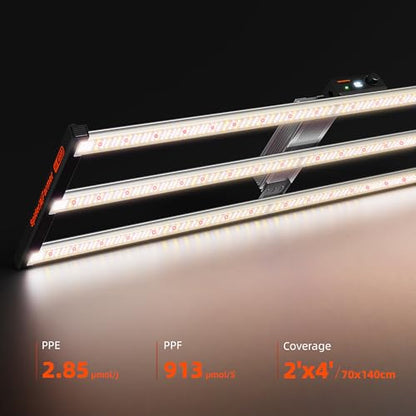 Spider Farmer SE4500 320W LED Grow Lights, Smart App Control, 2X4ft Coverage Full Spectrum Dimmable Bar Style Growing Lamp for Indoor Plants - size: 2x4 Coverage-320W