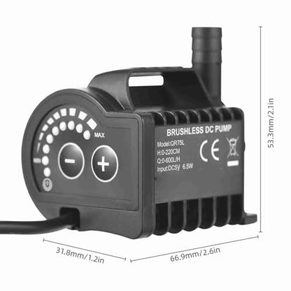 6.5W Electric with 8 Adjustable Levels, 7.2ft Lift Height, 5V USB Mini Fountain Pump for Aquarium, Fountain, Cooling (QR75L) - color: Qr75l