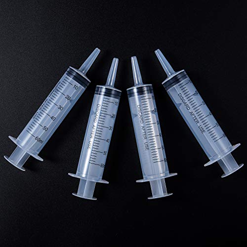 Frienda 4 Packs Large Plastic Syringe Measuring Syringe Tools Dispensing Multiple Uses (60 ml) - size: 60 ml