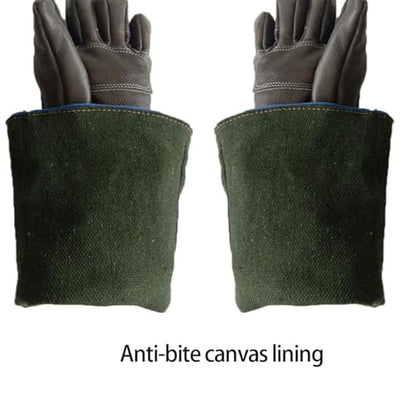 EUNOGO 60cm/ 23.6in Bite Proof Glove for Gardening, Animal Handling Gloves Bite Proof Reinforced Leather for Grooming,Trips to Vet, Animal Handling,Puncture & Scratch Resistant