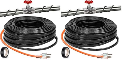 30FT（3FT-200FT） Pipe Heating Cable for Pipe Freeze Protection, Heat Cable for Water Pipes(Metal and Plastic), Pipe Heat Tape Keeps Water Flowing at -40°F 5w/ft, 120V Plumbing fixture (Pack of 2) - size: 30FT (Pack of 2)