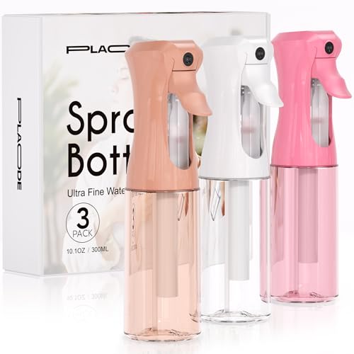 Spray Bottle for Hair, Continuous Ultra Fine Mister Spray Bottle, Refillable Water Sprayer for Hairstyling, Plants, Pets, Cleaning, Skincare (3 Pack 10.1OZ/300ML,White+Pink+Terracotta) - color: White Pink Terracotta, size: (3-Pack)-10.1 Oz