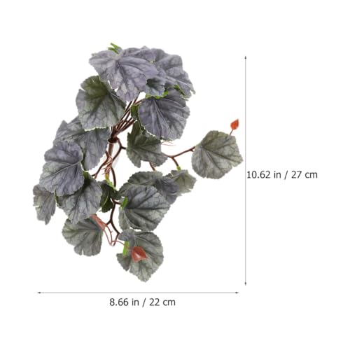 PRETYZOOM Artificial Reptile Terrarium Plants Hanging Fake Aquarium Leaf Pendant with Suction Cup 23-Leaf Dual-Tone Begonia for Amphibian Environment Decoration