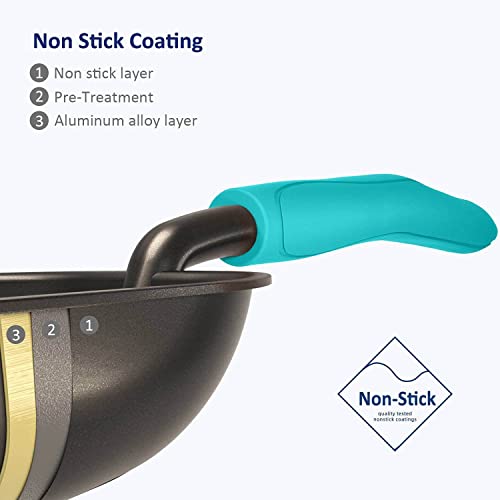 WePet Cat Litter Scoop, Non-Stick Plated Aluminum Alloy Sifter, Kitty Durable Metal Scooper, Deep Shovel, Long Handle, Kitten Pooper Lifter, Size Medium, Coated Black Body with Turkish Blue Handle - color: #02 Turkish Blue, size: Medium