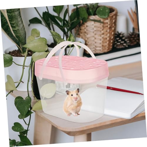 Beaupretty 2pcs Portable Hamster and Reptile Plastic Carriers Medium Size Pink Small Animal Travel Boxes for Hamsters Turtles and Crawling Pets