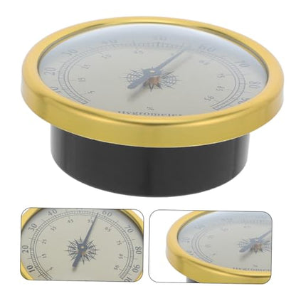 Analog Hygrometer with 2% Rh Resolution 72mm Golden Stainless Steel Indoor Humidity Gauge and High Precision Monitoring for Room and Reptile Terrarium Wall Mount