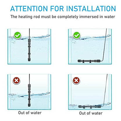 YukiHalu Submersible Aquarium Heater 100W 150W 200W, Adjustable Mini Fish Tank Heater, Small Size, Overheating Protection, External Controller, Used for 0.5-40 Gallons(150W) - size: 150 Watts
