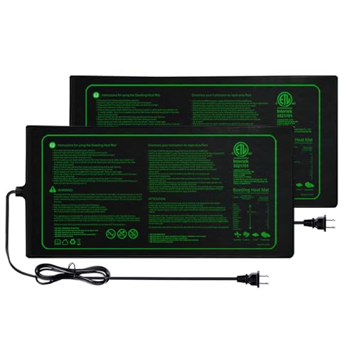 Upgrade Version 2PK Seedling Heat Mat with ETL Listed,Warm Hydroponic Heating Pad for Seed Starting,Indoor Gardening,Brewing and Greenhouses,Durable Waterproof Black Plant Heat Mat - style: 2 pack-20"x10"-Upgrade version
