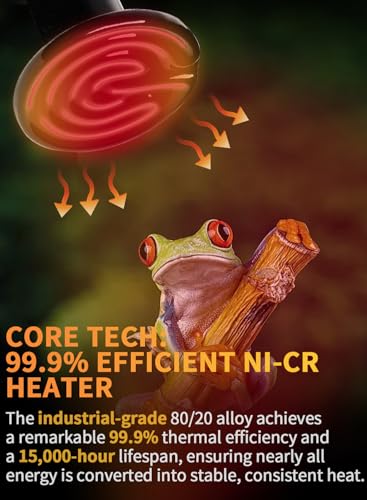 75W 2 Pack Ceramic Reptile Heat Lamp, Pet Heat Emitter Bulbs, No Light Emitting Brooder Coop Heater for Reptile and Amphibian, Snake, Turtle, Lizard, Bearded Dragon, Black