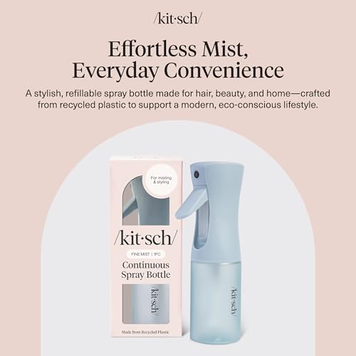 Kitsch Continuous Spray Bottle for Hair – Fine Mist Water Mister & Water Spray Bottle – Recycled Hair Spray Bottle – Spray Bottles for Cleaning, Styling, Plants & More – Haze Blue, 150ml - color: Haze Blue