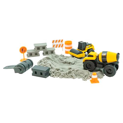CAT Construction Toys, Dig N' Build Concrete Playset with 10 Oz of Compound, 2 Little Machine Vehicles, Ages 3+ - style: Concrete