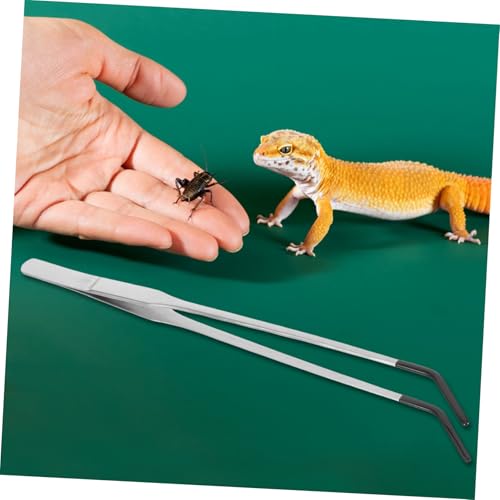 Artibetter 2Pcs Reptile Feeding Tongs with Rubber Tips Stainless Steel Tweezers for Snake Gecko Lightweight Aquarium Tools for Safe and Easy Pet Feeding