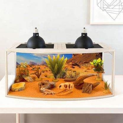 PROLEE Bearded Dragon Tank, Curved Reptile Enclosure with 3-Side Clear Acrylic Panels, Spacious Lizard Tank with Metal Mesh Top and Lockable Door for Reptile Habitat