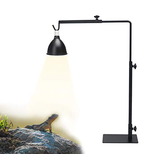 Reptile Lamp Stand, Landing Lamp Stand Bracket with Base, Adjustable Floor Light Holder, Durable Metal Lamp Support for Lizards, Turtles, Snakes, Spiders, Amphibians and Other Cold-Blooded Animals (M)