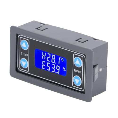 Temperature Humidity Controller Dual Relay Output 10A 0.1°C 0.1%RH Precision Machined for Greenhouse Grow Tent, Automatic Cooling Dehumidification Mode for Plant Growth Fermentation