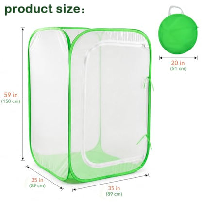 Pop Up Plant Tent, Zippered Mesh Grow Cage for Garden Pest Protection, Durable Reusable Plant Cover for Vegetables Fruits Flowers Against Birds & Insects for Outdoor Indoor Plants(35 x 35 x 59 Inches) - size: 35" x 35" x 59"