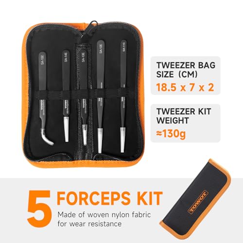 TOWOT 5 PCS Precision Tweezers Set, Premium Anti-static Stainless Steel for Craft, Electronics, Soldering, Jewelry Making, and Experimental Work Industrial Tweezers - style: Set