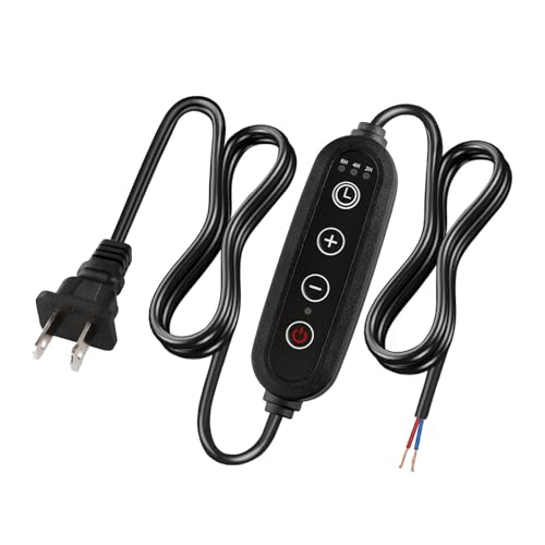 Lamp Dimmer Switch with Cord, Plug-in Dimmer 110-120V Indoor Timer Power Cable with Four Button,Set 2H/4H/8H Automatic Light Switch Timer, 1 Pack - color: Black, size: 1 Pack
