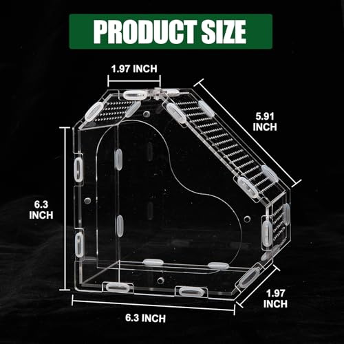 Heart Shaped Acrylic Tarantulas Enclosure, Magnetic Front Door Bug Habitat with Feeding Port, 3 Side Ventilated Bug Enclosure Kit for Geckos, Mantises, Snails, Other Small Pets