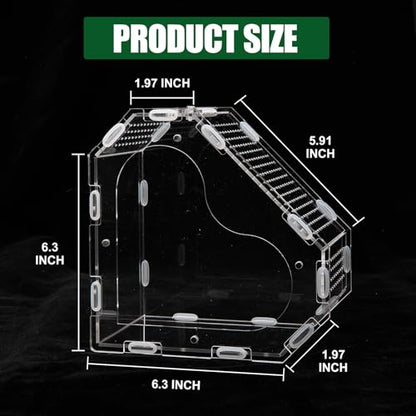 Heart Shaped Acrylic Tarantulas Enclosure, Magnetic Front Door Bug Habitat with Feeding Port, 3 Side Ventilated Bug Enclosure Kit for Geckos, Mantises, Snails, Other Small Pets