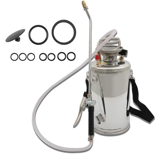 HOSTIC 1.5 Gallon Stainless Steel Sprayer Hand Pump Sprayer with Pressure Gauge Valve Adjustable Nozzle for Gardening Lawn and Cleaning - size: 1.5 Gallon