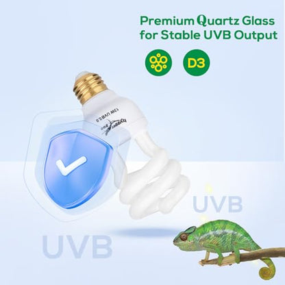UVB Bulb for Reptiles, 5.0 13W UVB Light for Reptiles, Hygger zoo UVA UVB Reptile Light Bulb Reptile UVB Bulb UVB Light for Hermit Crab Snake Chameleon Reptile Lamp Terrarium Lamp for Tropical Reptile - size: 5.0-13W