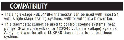 Lux Pro PSD010BF Digital Non-Programmable Thermostat for Home, Heat only with Fan - style: PSD010BF