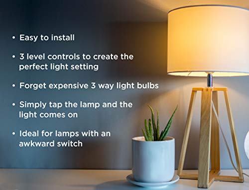 Westek Touch Lamp Control Dimmer Switch – Small Plug-In Device Converts Lights to Touch Lamp, 3 Way Switch – No Wiring, Easy to Install, Ideal for Floor, Bedside and Hard to Reach Lamps at Home, White, 6004B