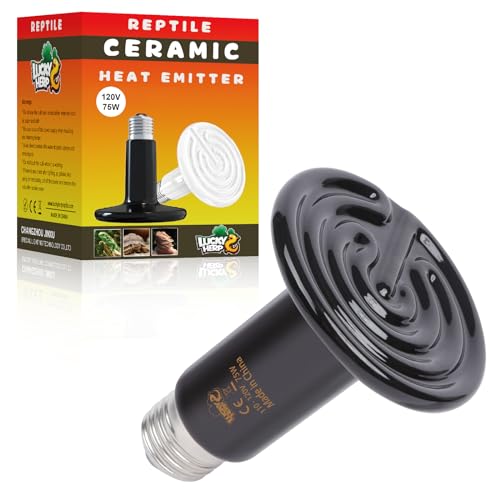 LUCKY HERP Reptile Heat Lamp - 75W Ceramic Heat Emitter Reptile Heat Lamp Bulbs (1 Pack), No Light Ceramic Heat Bulb, Heat Lamp for Reptiles Amphibian Chicken Pet Brooder Coop Lizard Turtle - color: Ceramic Heat Emitter, size: 75W 1-Pack