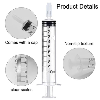 12 Pack 10ml Syringe for Liquid Without Needle,Syringe with Cap,Individually Wrapped,Measurement for Scientific Labs,Measuring Liquids,Pet Feeding,Oil or Glue Applicator (A 12 Pack 10ml) Straight Mouth - size: A 12 Pack 10ml