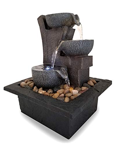 Danner Manufacturing, Inc., Aura Meditation Fountain with 3 Tiered LED Waterfall, Pack of 1, 03801