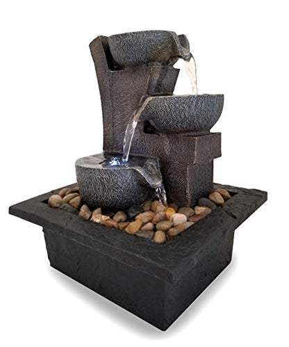 Danner Manufacturing, Inc., Aura Meditation Fountain with 3 Tiered LED Waterfall, Pack of 1, 03801