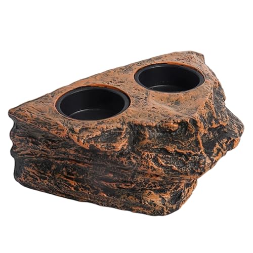Gecko Feeding Ledge, Magnetic Hanging Reptile Food Dish with 2 Feeding Bowl, for Bearded Dragon Snake Lizard Gecko Ledge
