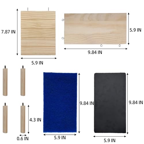 Bearded Dragon Platform Wooden Reptile Hideout Cave Climbing Tank Accessories with Reptile Basking Rock for Leopard Gecko Lizard Tortoise (Small, 9.8 × 5.9 Inches) - size: Small