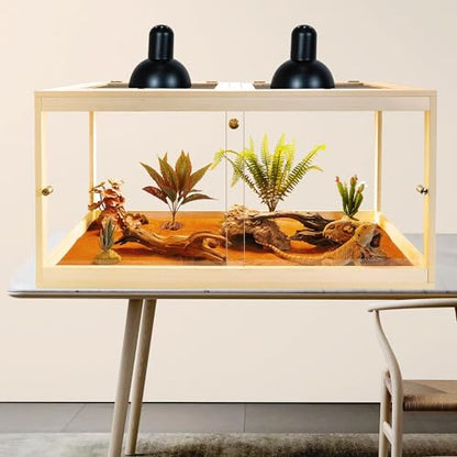PROLEE Retile Tank,Bearded Dragon Tank,Lizard Tank with Metal Mesh Roof Door, Acrylic Panel Snake Tank with Lock Design,Oak,60Gallons - color: Oak, size: 60 Gallons